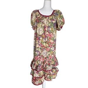 Vintage Sun Babies for Liberty House Women's Hawaiian Floral Midi Dress - Size 8